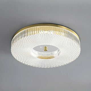 ZOWALA - Modern Gold Round Textured Glass Flush Mount Light Image - 7