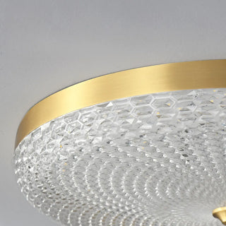 ZOWALA - Modern Gold Round Textured Glass Flush Mount Light Image - 9