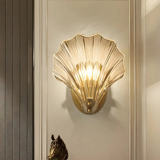 Coastal Shell Glass Gold Entryway Gold Wall Sconce Zawala Image - 10