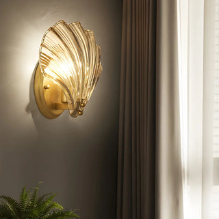 Coastal Shell Glass Gold Entryway Gold Wall Sconce Zawala Image - 3