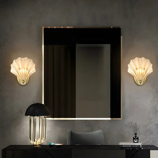 Coastal Shell Glass Gold Entryway Gold Wall Sconce Zawala Image - 5