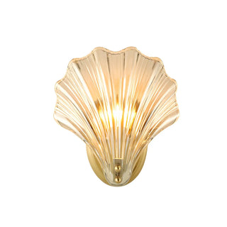 Coastal Shell Glass Gold Entryway Gold Wall Sconce Zawala Image - 6