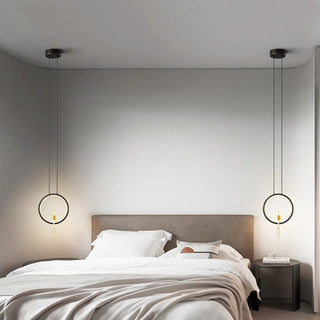Modern Sitting Figure Circular Bedroom Pendant Light Zawala Image - 1