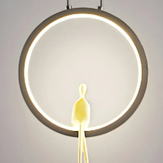 Modern Sitting Figure Circular Bedroom Pendant Light Zawala Image - 10