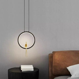 Modern Sitting Figure Circular Bedroom Pendant Light Zawala Image - 3