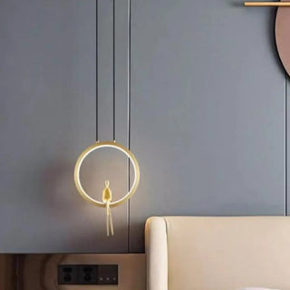 Modern Sitting Figure Circular Bedroom Pendant Light Zawala Image - 4