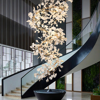 ZOWALA - Modern Gold Spiral Ceramics Ginkgo Chandelier Image - 1