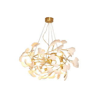 ZOWALA - Modern Gold Spiral Ceramics Ginkgo Chandelier Image - 10