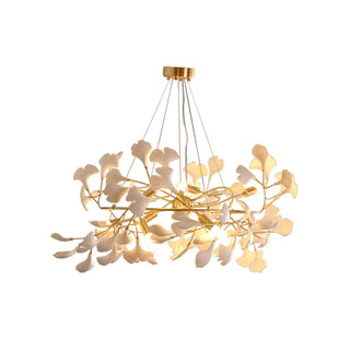 ZOWALA - Modern Gold Spiral Ceramics Ginkgo Chandelier Image - 11