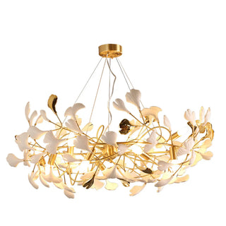 ZOWALA - Modern Gold Spiral Ceramics Ginkgo Chandelier Image - 12