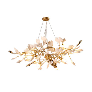 ZOWALA - Modern Gold Spiral Ceramics Ginkgo Chandelier Image - 13