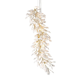 ZOWALA - Modern Gold Spiral Ceramics Ginkgo Chandelier Image - 15