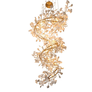 ZOWALA - Modern Gold Spiral Ceramics Ginkgo Chandelier Image - 17