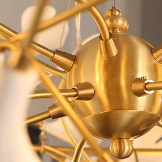 ZOWALA - Modern Gold Spiral Ceramics Ginkgo Chandelier Image - 20