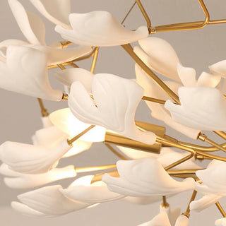 ZOWALA - Modern Gold Spiral Ceramics Ginkgo Chandelier Image - 21