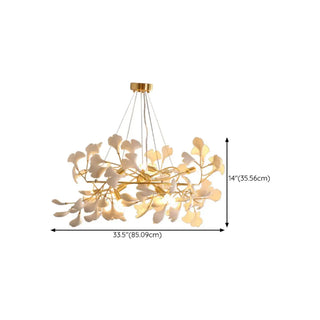 ZOWALA - Modern Gold Spiral Ceramics Ginkgo Chandelier #size