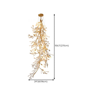 ZOWALA - Modern Gold Spiral Ceramics Ginkgo Chandelier Image - 23