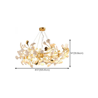 ZOWALA - Modern Gold Spiral Ceramics Ginkgo Chandelier Image - 25