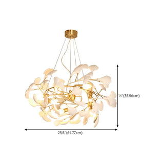 ZOWALA - Modern Gold Spiral Ceramics Ginkgo Chandelier Image - 28