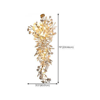 ZOWALA - Modern Gold Spiral Ceramics Ginkgo Chandelier Image - 30