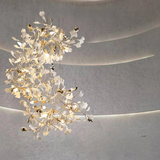 ZOWALA - Modern Gold Spiral Ceramics Ginkgo Chandelier Image - 4