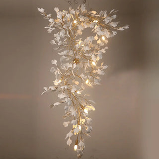 ZOWALA - Modern Gold Spiral Ceramics Ginkgo Chandelier Image - 5