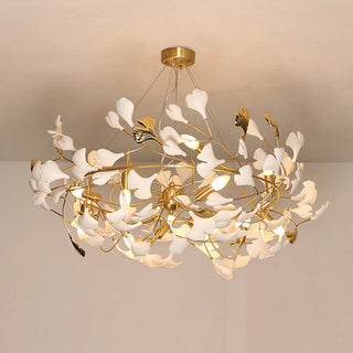 ZOWALA - Modern Gold Spiral Ceramics Ginkgo Chandelier Image - 6
