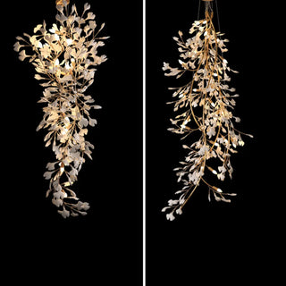ZOWALA - Modern Gold Spiral Ceramics Ginkgo Chandelier Image - 7