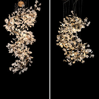 ZOWALA - Modern Gold Spiral Ceramics Ginkgo Chandelier Image - 8