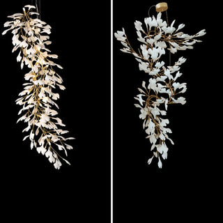 ZOWALA - Modern Gold Spiral Ceramics Ginkgo Chandelier Image - 9