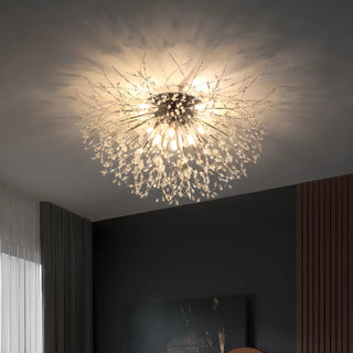 ZOWALA - Elegant Starburst Crystal Gold Semi-Flush Mount Light Image - 1
