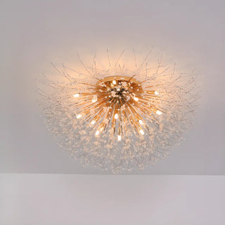 ZOWALA - Elegant Starburst Crystal Gold Semi-Flush Mount Light Image - 10