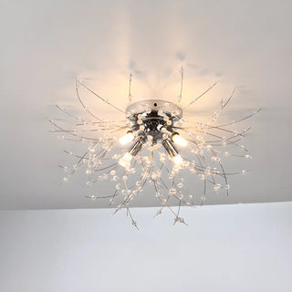 ZOWALA - Elegant Starburst Crystal Gold Semi-Flush Mount Light Image - 11