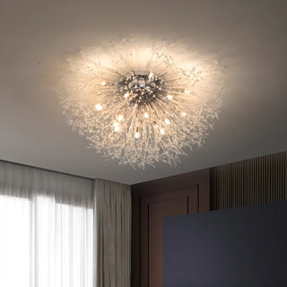 ZOWALA - Elegant Starburst Crystal Gold Semi-Flush Mount Light Image - 2