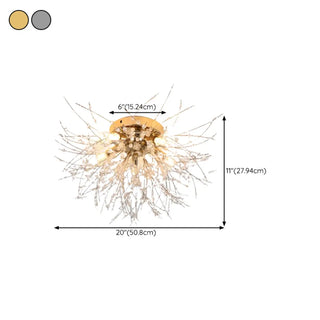 ZOWALA - Elegant Starburst Crystal Gold Semi-Flush Mount Light Image - 25