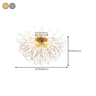 ZOWALA - Elegant Starburst Crystal Gold Semi-Flush Mount Light Image - 26
