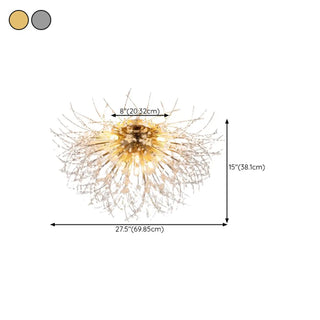 ZOWALA - Elegant Starburst Crystal Gold Semi-Flush Mount Light Image - 27