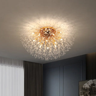 ZOWALA - Elegant Starburst Crystal Gold Semi-Flush Mount Light Image - 4
