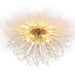 ZOWALA - Elegant Starburst Crystal Gold Semi-Flush Mount Light Image - 5