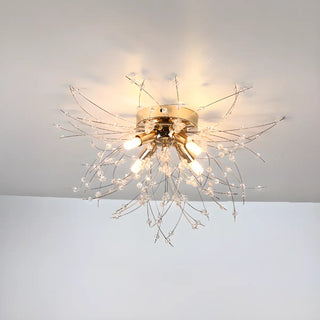 ZOWALA - Elegant Starburst Crystal Gold Semi-Flush Mount Light Image - 6