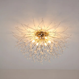 ZOWALA - Elegant Starburst Crystal Gold Semi-Flush Mount Light Image - 8