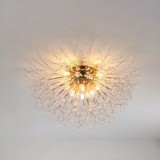 ZOWALA - Elegant Starburst Crystal Gold Semi-Flush Mount Light Image - 9