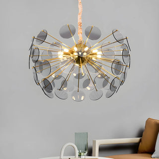 ZOWALA - Modern Gold Smoky Glass Discs Acrylic Starburst Chandelier Image - 1
