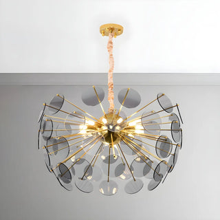 ZOWALA - Modern Gold Smoky Glass Discs Acrylic Starburst Chandelier Image - 2