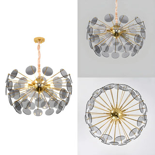 ZOWALA - Modern Gold Smoky Glass Discs Acrylic Starburst Chandelier Image - 4