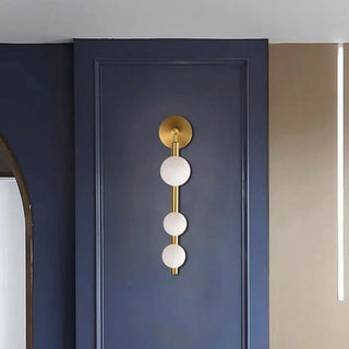 Black and Gold Vertical String Globe LED Wall Sconce Zawala Image - 1