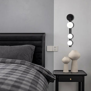 Black and Gold Vertical String Globe LED Wall Sconce Zawala Image - 2