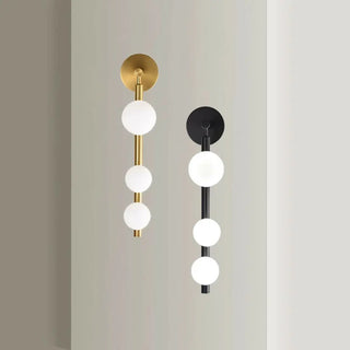 Black and Gold Vertical String Globe LED Wall Sconce Zawala Image - 4