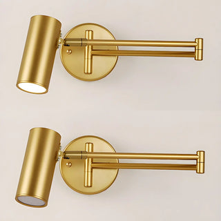 Adjustable Cylinder Bedside Gold Swing Arm Wall Sconce Zawala Image - 11