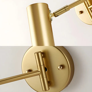 Adjustable Cylinder Bedside Gold Swing Arm Wall Sconce Zawala Image - 13